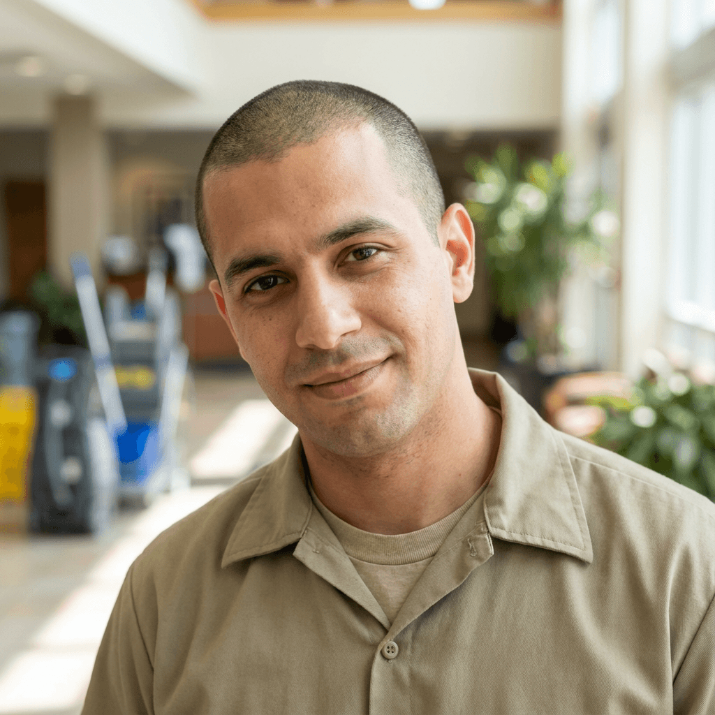 Male resident advisor in his early 20s, approachable and responsible appearance suitable for college housing