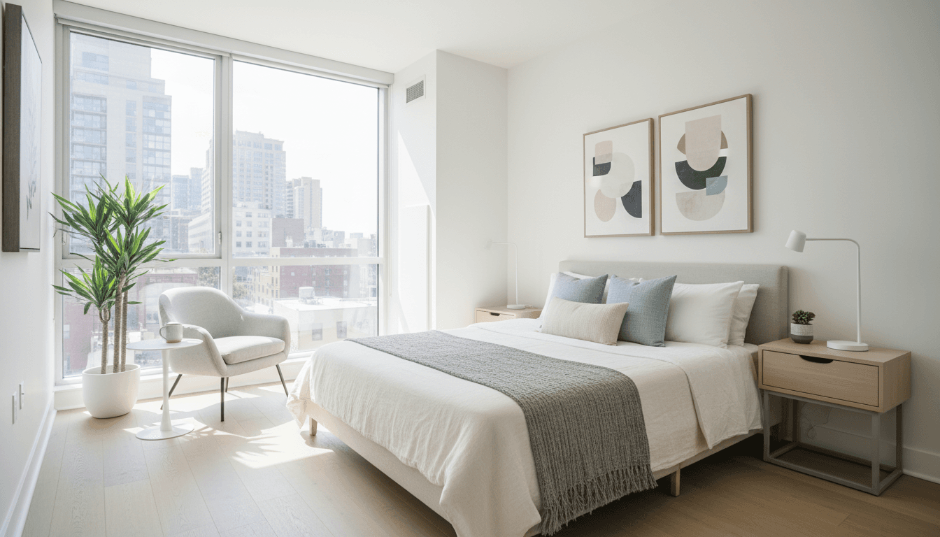 Bright modern apartment interior ready for new guests